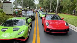 Walk through of Supercar rally leaving the car show #lamborghini #ferrari #porsche