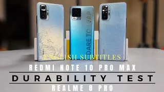 realme 8 Pro vs Redmi Note 10 Pro Max Durability & Drop Test | English Subtitles