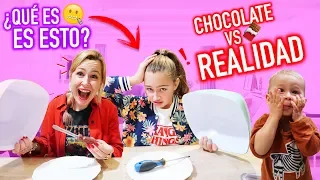 RETO DEL CHOCOLATE!! CHOCOLATE VS REAL 🍫 Chocolate VS realidad CHALLENGE
