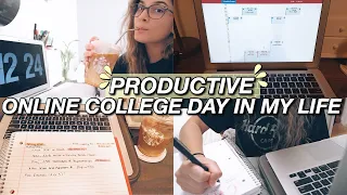 PRODUCTIVE ONLINE COLLEGE DAY IN MY LIFE: class, new coffee order, planning for next semester, hw