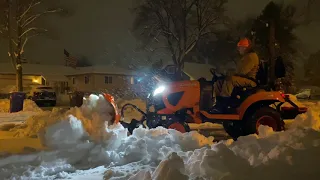 Winter Snow Storm Night Plowing 4K