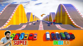 Indian Cars Vs Super Cars Mega Bumps Ramp GTA 5