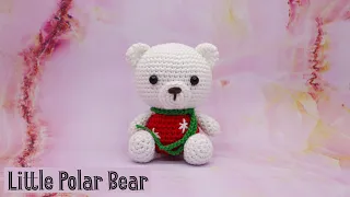 (SUBS) FESTIVE LITTLE POLAR BEAR | MAKING AMIGURUMI | CROCHET DOLL TUTORIAL