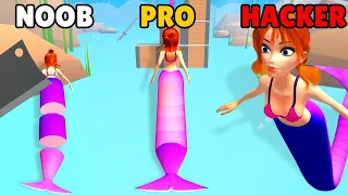 MERMAID RUSH 3D 👸💘 NOOB vs PRO vs HACKER - All Levels Gameplay Walkthrough iOS, Android