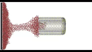 MD experiment of water pull-out using open-end double-walled WS2 nanotube