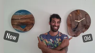How to make a wall clock with resin and wood?|pouring a resin and wood clock