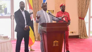 MUSEVENI WITNESSES BALAAM BARUGAHARA TAKING OATH AS A MINISTER-BEBE COOL, NUP COUNCILOR JOIN HIM