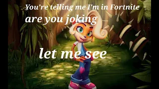 Coco bandicoot  reacts to her skin in Fortnite