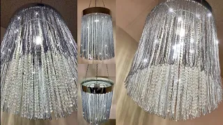 DIY Glamorous Long Silver Fringed & Crystal Chandelier | LED Lightning | Home Decor 2021