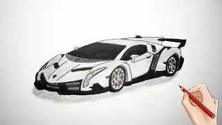 How To Draw a Lamborghini | Drawing Lamborghini Veneno step by step