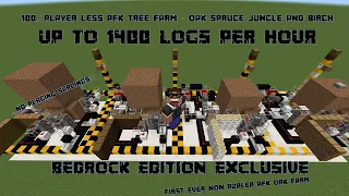 100% playerless AFK Tree Farm Tutorial - Oak, Spruce, Birch & Jungle - Minecraft Bedrock 1.20