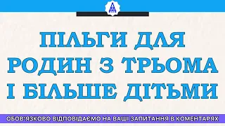 ПІЛЬГИ ДЛЯ РОДИН З ТРЬОМА І БІЛЬШЕ ДІТЬМИ