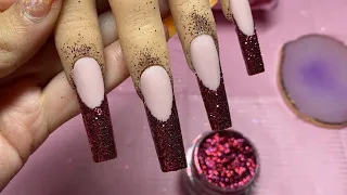 Loose Glitter French Tip Acrylics I Nail Tutorial