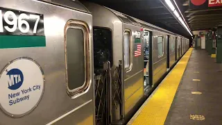 Two R62A (6) trains entering and leaving Hunts Point Avenue