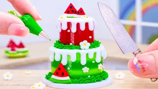 🍉 Yummy Miniature Watermelon Cake Decorating | Perfect Tiny Fruit Dessert Recipe By Mini Tasty