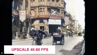 .[Upscale 4к.] 1896 - Frederick Street in Berlin (speed corrected w/ added sound)Colorized