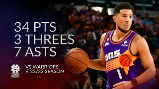 Devin Booker 34 pts 3 threes 7 asts vs Warriors 22/23 season