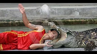 WATCH a Crocodile bites down on a man's head