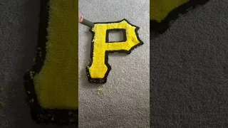 Cutting and Trimming a MLB rug| ⚾️💛🖤 #tufting #howto #rugtufting #diy #art #asmr #tuftingrugs #mlb