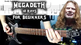 10 Easy & Cool MEGADETH Guitar Riffs | (Tabs)