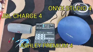 Menggabungkan Speaker JBL Charge 4 dan Harman Kardon HK Onyx Studio 4 dengan Mixer Ashley Premium 4