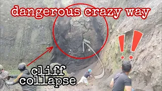 massive sand cliff collapse‼️the most dangerous job in sand mining