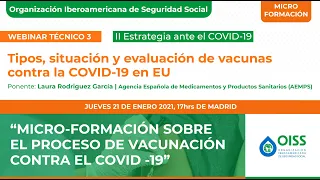 Webinar técnico 3: Tipos, situación y evaluación de vacunas contra la CoVID-19 en EU