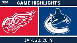 NHL Highlights | Red Wings vs. Canucks - Jan. 20, 2019