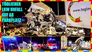 ❌ A8: Tödlicher LKW Unfall auf Parkplatz Sommerhofen ❌ Massive Verwüstung 🚒 Feuerwehr Sindelfingen 🚒