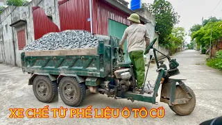 Công nông gióng từ phế liệu ô tô cũ 65 triệu đồng | chở cát đá | Máy xúc Excavator load truck