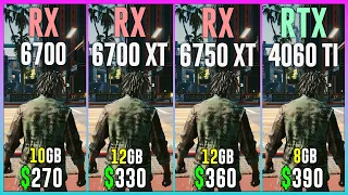 RX 6700  vs RX 6700 XT vs RX 6750 XT vs RTX 4060 TI - Test in 12 Games