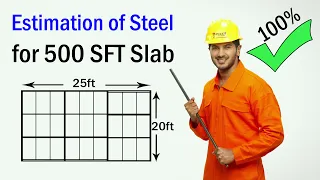 Estimation of Steel for 500 Sq.ft Slab | Cost of Steel for 500 SFT Slab | Weight of Steel for Slab |