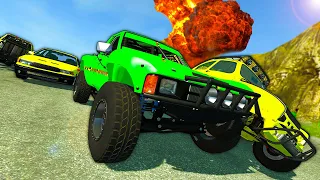 INSANE Truck Mountain Racing with EXPLOSIVE BOMBS! - BeamNG Gameplay Races & Crashes
