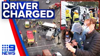 Truck driver charged after 10 people injured in major Adelaide crash | 9 News Australia