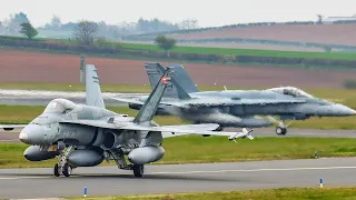 F-18 FLYOVERS & LANDINGS | Royal Canadian Air Force Hornets | Prestwick Airport