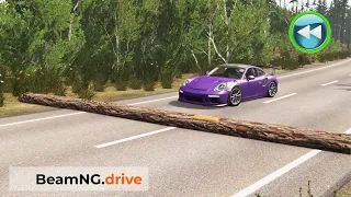 Reverse Cars vs Fallen Tree Crashes#10_BeamNG.drive