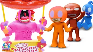 Muscular Pinky Wait For A Kiss From A Monster | Clay Mixer Friends Cartoon