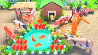 Top the most DIY mini Farm with house for Cow, Pig #2 I Mini Hand Pump Supply Water Pool for animal