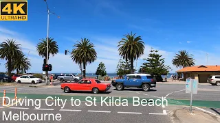 Driving City To St Kilda Beach | Melbourne Australia | 4K UHD