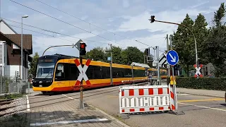 2 Crossings and 2 Closures at Ettlingen Wasen Rheinstraße Railway Crossing, Baden-Württemberg