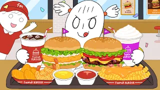 어쩌다 햄버거 먹방! - 치즈버거&새우버거세트(치킨너겟, 쉬림프, 치즈감튀) / cheese burger & Shrimp burger Mukbang Animation / ASMR