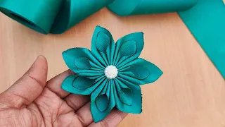 DIY: Amazing Ribbon Flower Making With in 3 minutes! | Flower Making With Cloth, Hand Embroidery