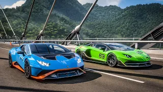 Forza Horizon 5 Drag race: Lamborghini Huracan STO vs Aventador SVJ