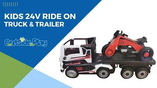 24v Kids Ride On Truck and Trailer Electric Toy Car | Outside Play