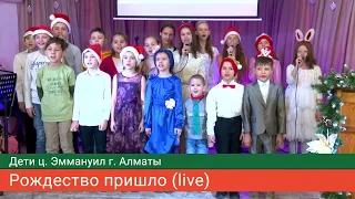 Рождество пришло — Зайчики и белочки под ёлочкой сидят (live) — дети ц. Эммануил г. Алматы