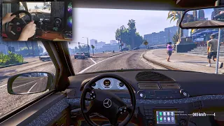 Mercedes-Benz E55 AMG (W211) - GTA 5 [Steering Wheel Gameplay]