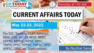 22-23 May 2022 Current Affairs in English by GKToday/ Bank/ Company/ International CA