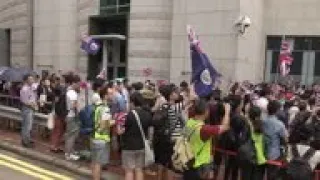 Protesters outside British Consulate in Hong Kong