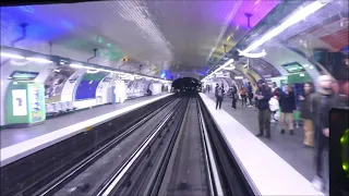 Paris Metro Line 11 cab ride  Vue de la cabine de la ligne 11 du métro de Paris