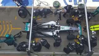 Mercedes Pit Stop at British Grand Prix 2016 - birds eye view